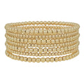Water Resistant Set of 7 Gold 4mm and 2mm Stretch Bracelets