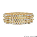 Water Resistant Set of 5 Rhinestone Tennis Chain with 4mm Beaded Stretch Bracelet