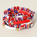 10PCS American USA Beaded Stretch Bracelet Set