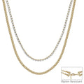 Water Resistant Gold Rhinestone Chain with Gold Beaded 16"-18" Necklace
