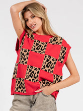 Load image into Gallery viewer, Leopard Checkered Knit Sweater Vest
