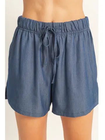DARK DENIM CHAMBRAY SHORTS