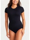 Black Short Sleeve T-Shirt Shaping Bodysuit