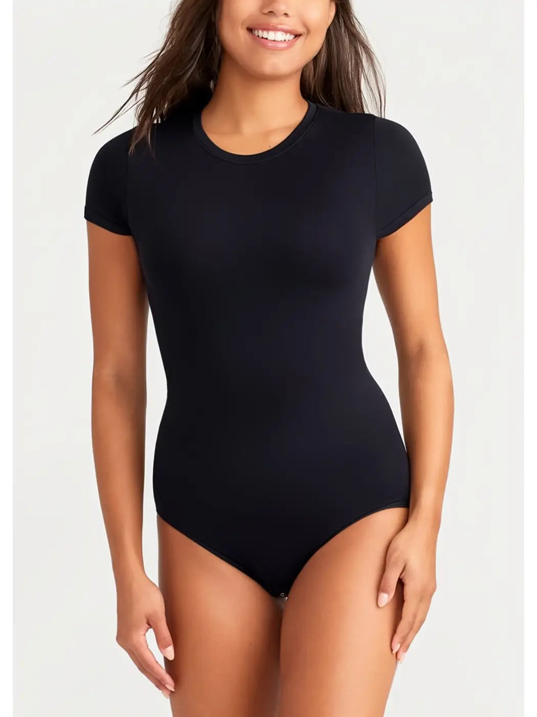 Black Short Sleeve T-Shirt Shaping Bodysuit
