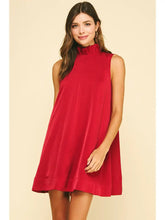 Load image into Gallery viewer, DARK RED MOCK NECK DRESS
