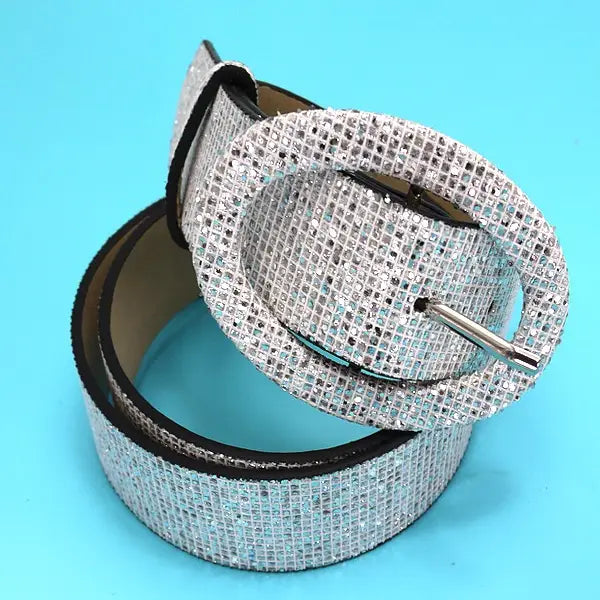Faux Leather Glitter Strap Waistband Belts