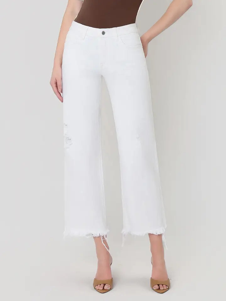Vervet Uneven Raw Hem Crop Jeans