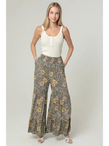 Flare Leg Floral Print Pants