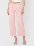 Vervet Baby Pink High Rise Color Crop Wide Leg Jeans