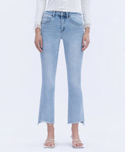 Load image into Gallery viewer, Vervet High Rise Raw Step Hem Crop Flare Jeans
