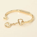 Hammered Metal Horsebit Accent Bangle Bracelet