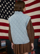 Load image into Gallery viewer, Washed Denim Quilted Button Down Vest
