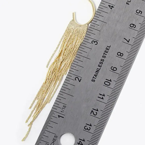 20mm Oval Shaped Open Hoop Chain Fringe Drop Earrings