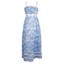 Load image into Gallery viewer, BLUE FLORAL MAXI DRESS WITH RICRAC TRIM
