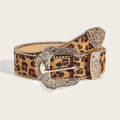 Camel Leopard Print Retro Style Wide Waist Belt