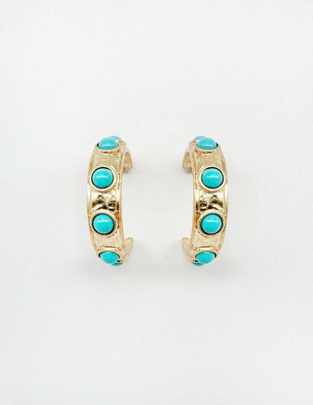 Gold Hoop with Turquoise Studded Accents 1.5