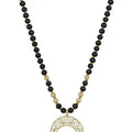 Black Wood with Gold Open Crescent 16"-18" Necklace