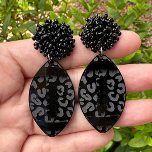 Black Leopard Football Earrings, Sports Earrings, Game Day