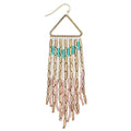 Gold Peach Beaded Fringe Half Circle Earrings