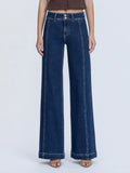 Lovervet High Rise Front Seam Detailed Dark Wide Leg Jeans