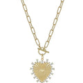 Gold Chain with Rhinestone Studded Heart Charm 16"-18" Necklace