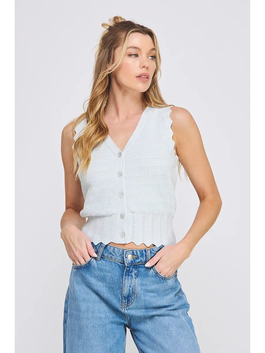 OFF WHITE Knit Button Up TOP