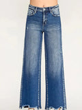 PETRA PETITE DARK WASH HIGH RISE DESTROYED HEM JEANS