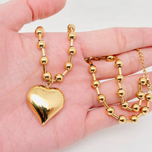 Load image into Gallery viewer, Large Heart Charm Gold Plated Steel Necklace
