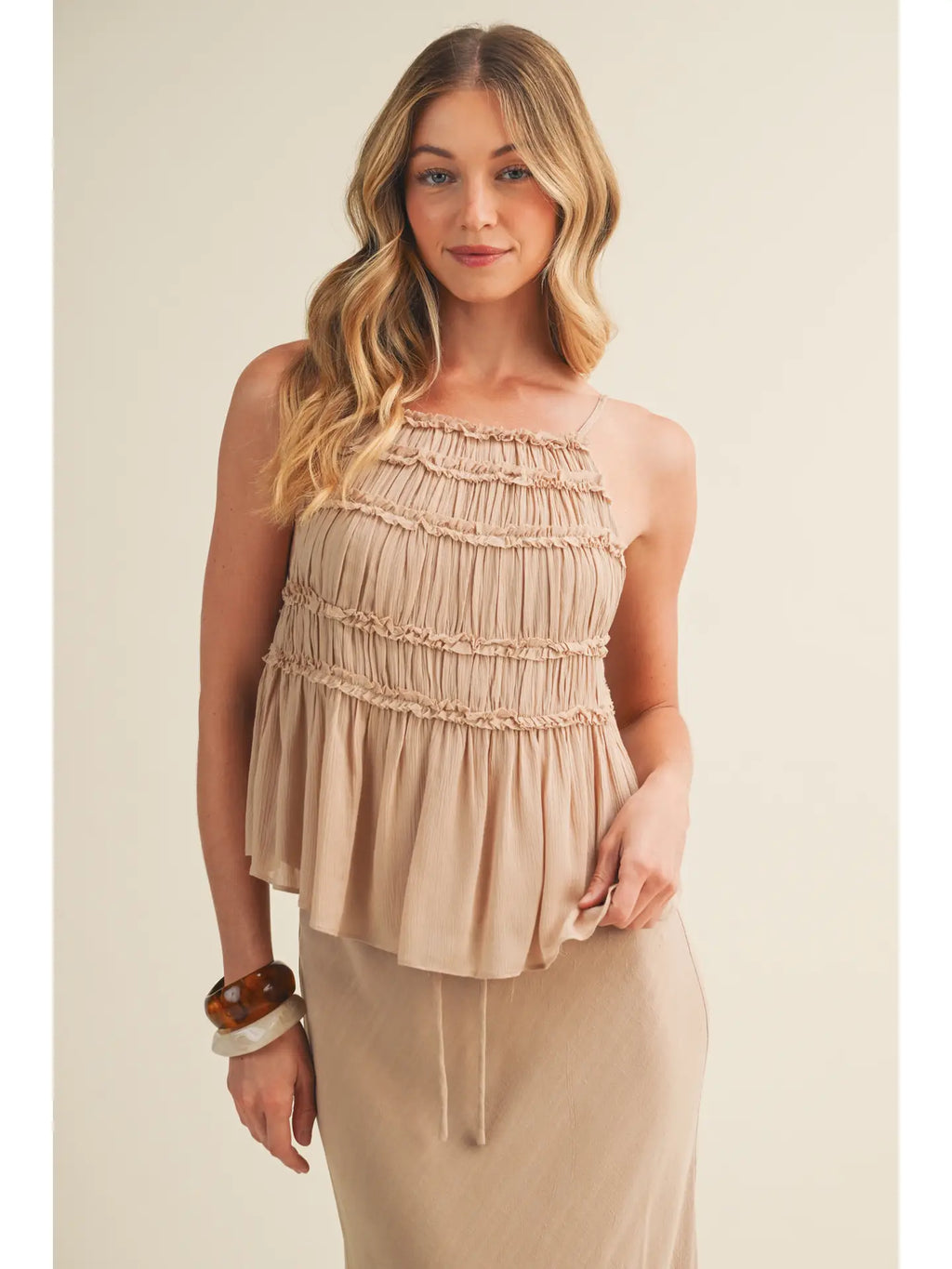 Tiered Ruffle Bodice Babydoll Cami