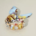 Metal Interlocking Ring Fabric Bandana Scarf Adjustable Bracelet