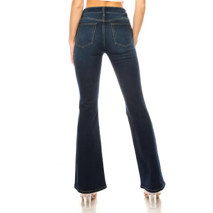 Petite Dark Washed Denim Bootcut Jeans