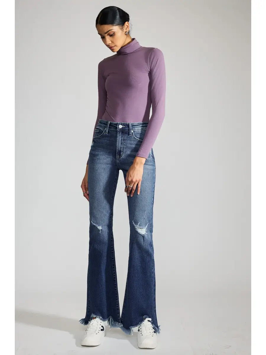 Kancan Premier High Rise Distressed Flare Jeans