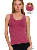 CABERNET 2 Way Neckline Washed Rib Cropped Tank Top