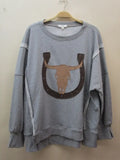 Western Woman Oversized Sweatshirt in Grey