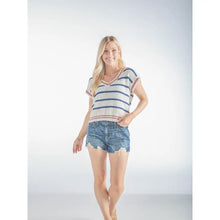 Load image into Gallery viewer, RED WHITE AND BLUE STRIPE KNIT TOP
