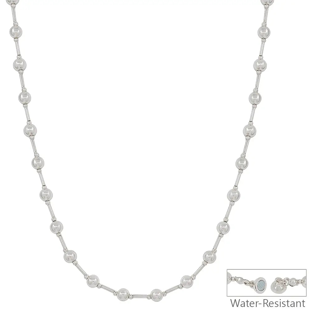 Water Resistant 5mm Silver Beaded with Silver Bars 18