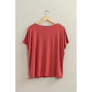 BRICK V Neck Dolman Short Sleeve Top