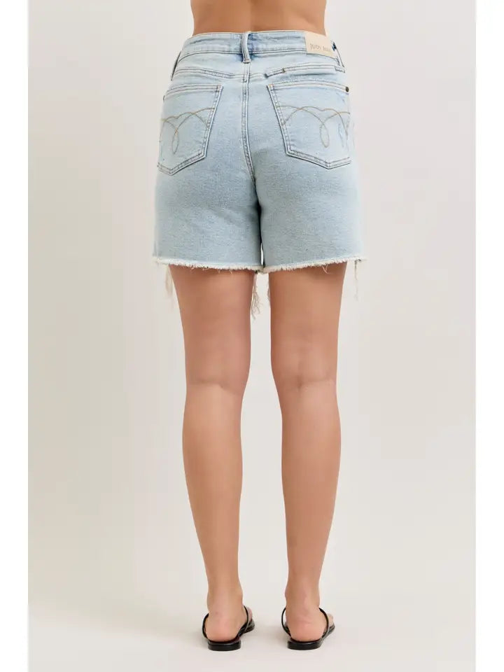 Judy Blue High Waist Rigid Magic Dad Short w/ Cell Phone Back Pocket