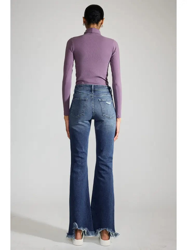 KanCan High Rise Medium Wash Distressed Flare Jeans
