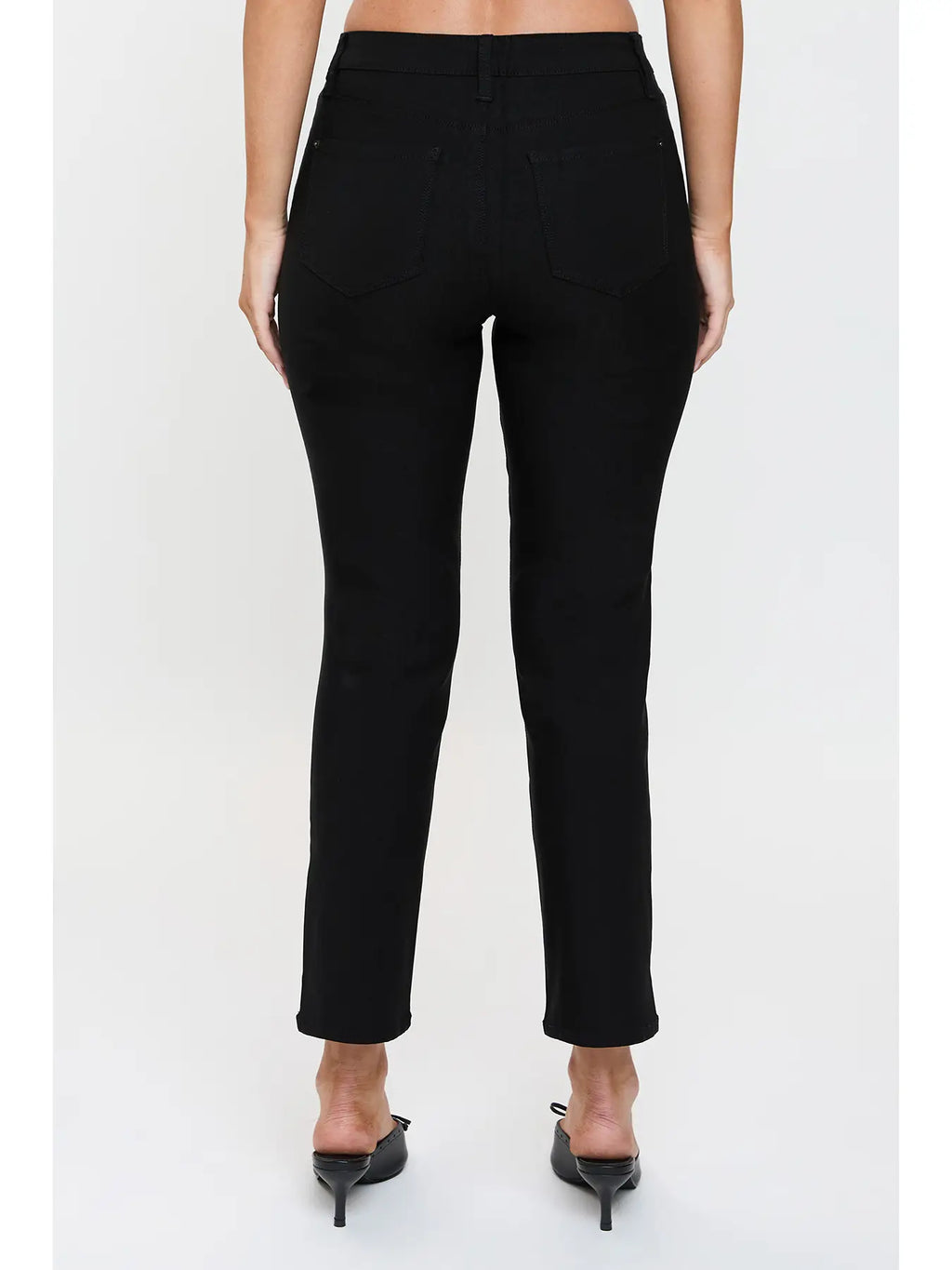 BLACK High Rise Hyperstretch Cropped Straight Pants