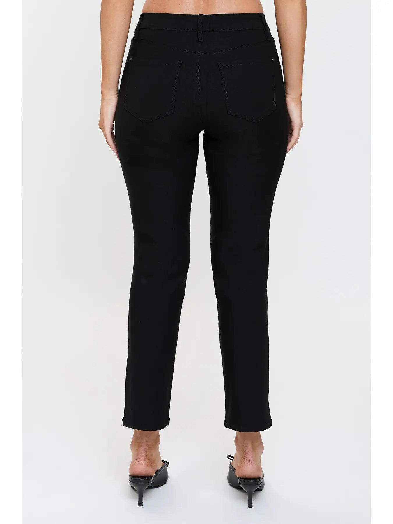 BLACK High Rise Hyperstretch Cropped Straight Pants