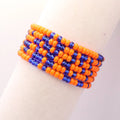 Size Medium Orange & Royal Blue Game Day Seed Bead Bracelet Stack