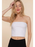 White Fitted Crop Tube Cotton Spandex Top
