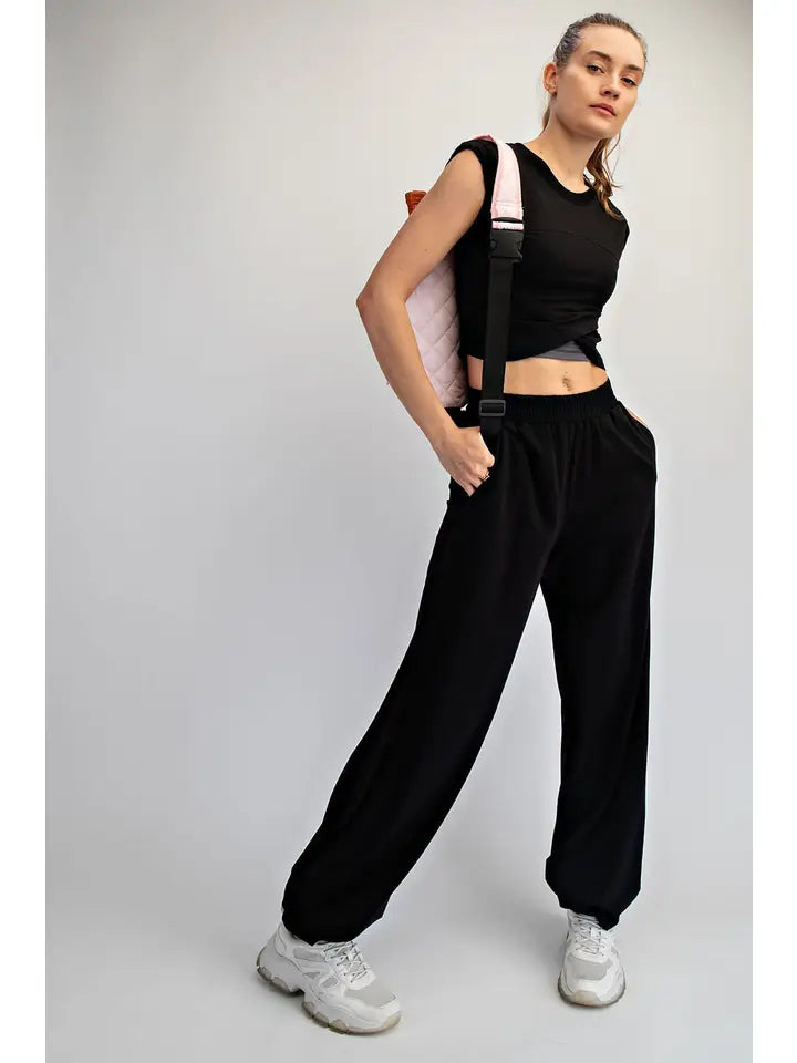 Black Cotton Lycra Crossover Set