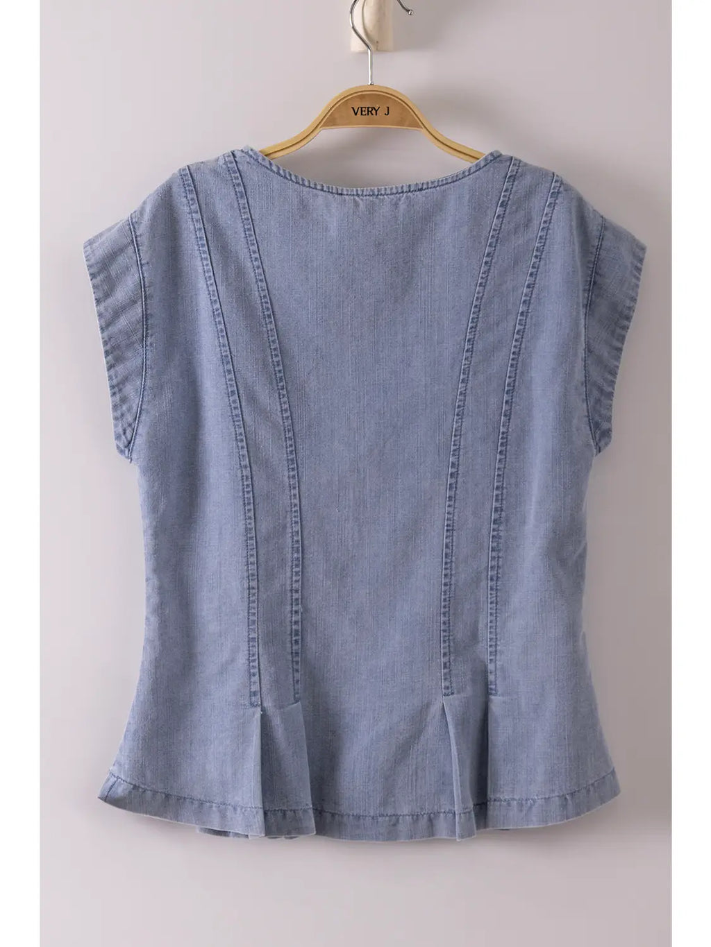 Indigo Pleated Washed Denim Vest