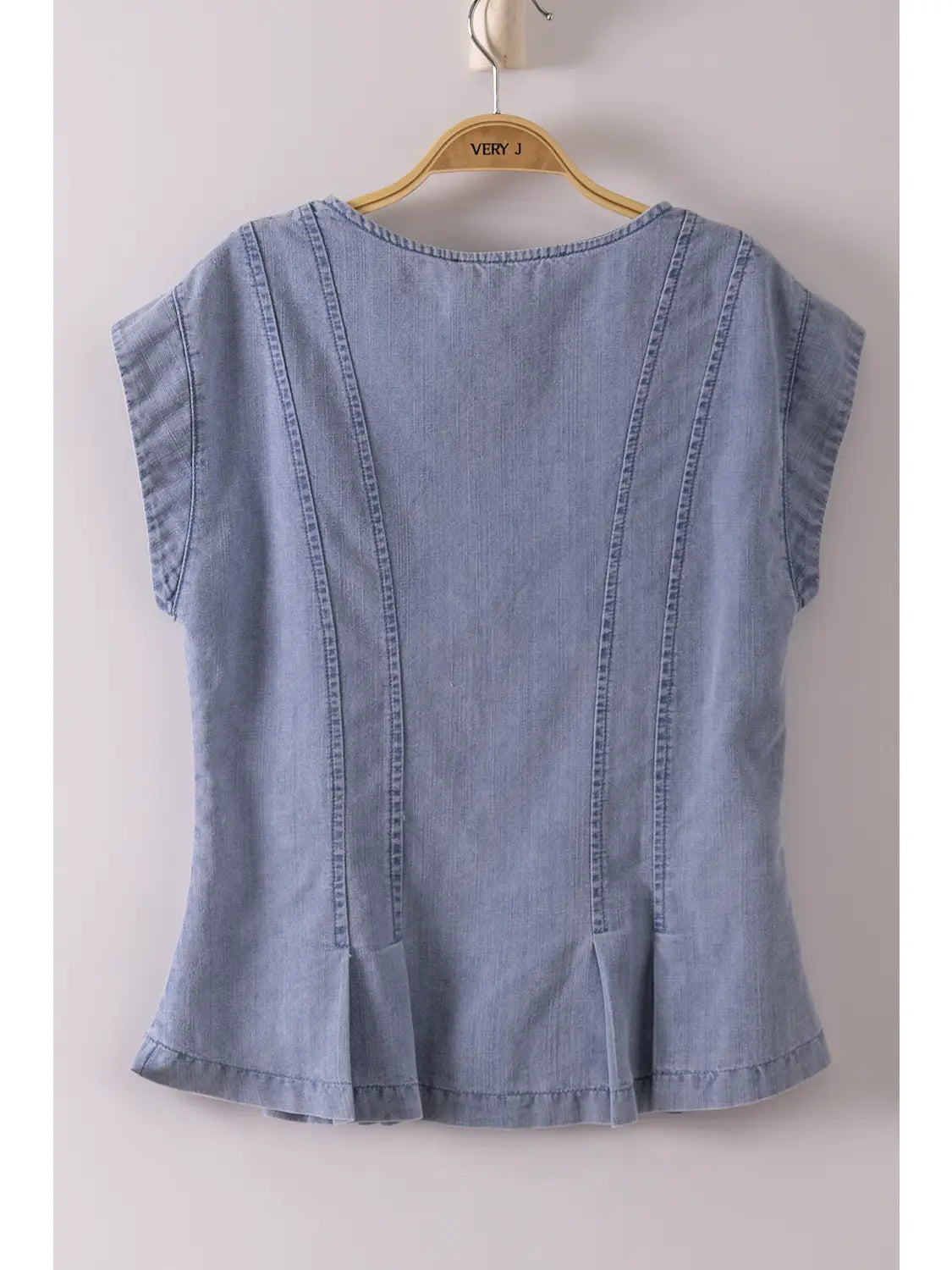 Indigo Pleated Washed Denim Vest
