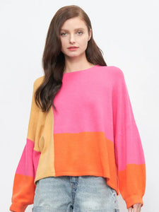 LONG Sleeve Pullover Color Block Sweater