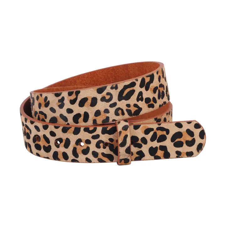 Leopard Print Snap On Belt Strap (Strap Only, No Buckle)