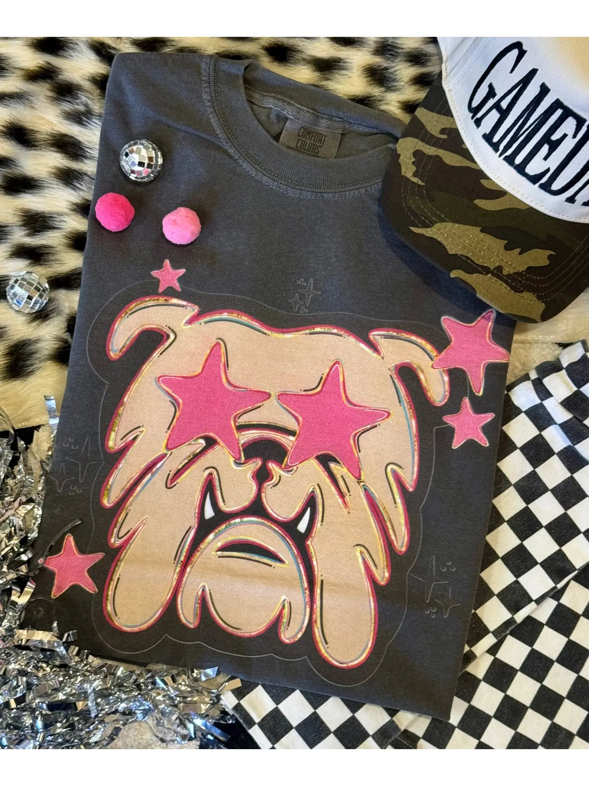Bulldogs Pink Star Mascot Tee