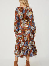 Load image into Gallery viewer, Womens rust Floral Puff Sleeve Dress
